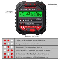 Testeur de prise de Terre (CH)+ Test RCD avec affichage Volts (L-N) et Volt (N-E) HT107D