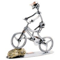 Figurine - vélo VTT en montée, avec rocher