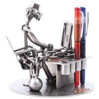 Figurine - Décoration de bureau "Bourreau du travail", personnage enchaîné à un boulet, support pour stylos