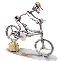 Figurine - vélo VTT en descente, avec rocher