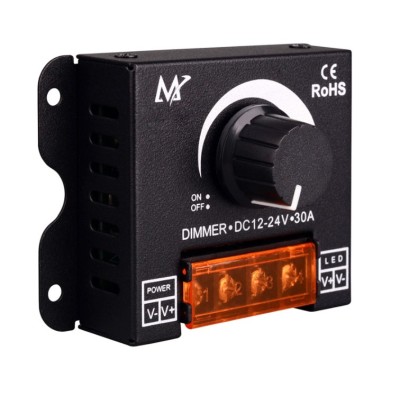 Variateur Dimmer LED 12V-24V - 30A - bornier bouton