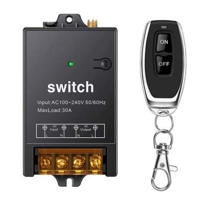 Interrupteur sans fil AC 230V (30A) sans télécommande 1 récepteur (télécommande 433MHz)