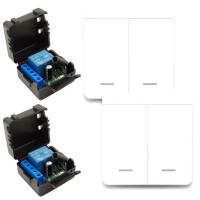 Interrupteur sans fil (10A) 2 bouton à 2 voies + 2 récepteurs (télécommande 433MHz)