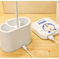 Lampe USB de table de lecture de bureau rechargeable flex-double avec horloge (3 couleur réglable)