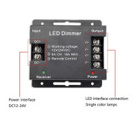 Variateur-interrupteur Dimmer LED 12V-24V - 18A - bornier avec télécommande Touch