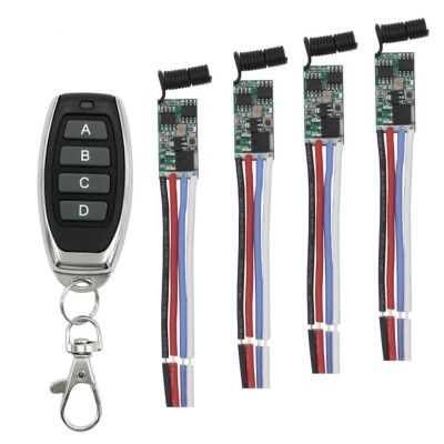 Interrupteur sans fil télécommande 4 voie 4 récepteur 2A (télécommande 433MHz)