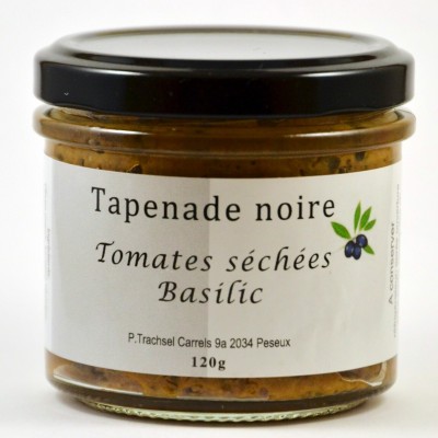 Olivade noire, tomates séchées et basilic et moutarde (120gr)