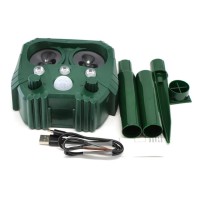 Répulsif solaire à ultrason + USB + flash (chien et chat, etc...)