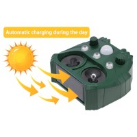 Répulsif solaire à ultrason + USB + flash (chien et chat, etc...)
