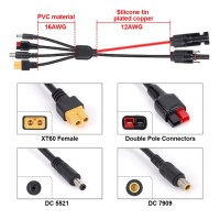 Câble adaptateur solaire 4 en 1 - Connecteurs MC4 vers XT60, DC5521, 7909, DC