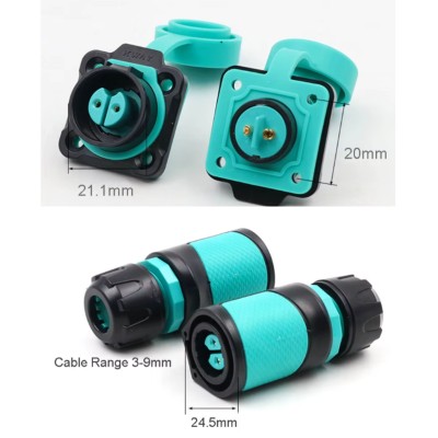 Connecteur rapide Bipolaire 25A étanche IP68 1 encastrable (2.5mm²) 1 paire (mâle et femelle)
