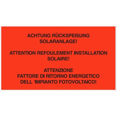 Etiquettes autocollantes (Waterproof) Attention refoulement installation solaire