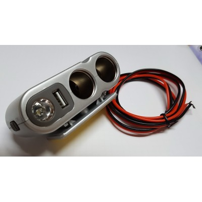 Prise allume-cigare répartiteur 2x +USB