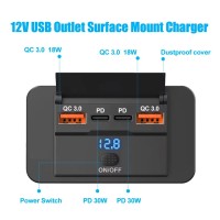 USB 4 prises USB-c + Qc3.0 3A à 5V (12V-24V-->5V/9V/12V) avec interrupteur