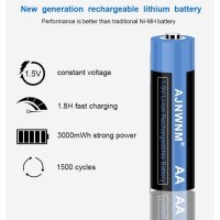 Accus AA (UM3, Mignon) rechargeable Lithium-Ion 1.5V 3400mWh (1 pièce)